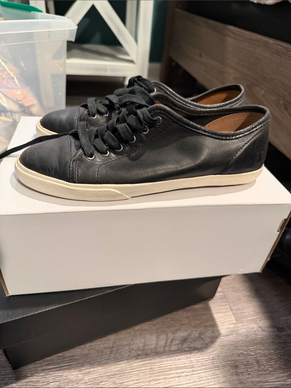 Women’s Frye Black Leather Lace-Up Sneakers